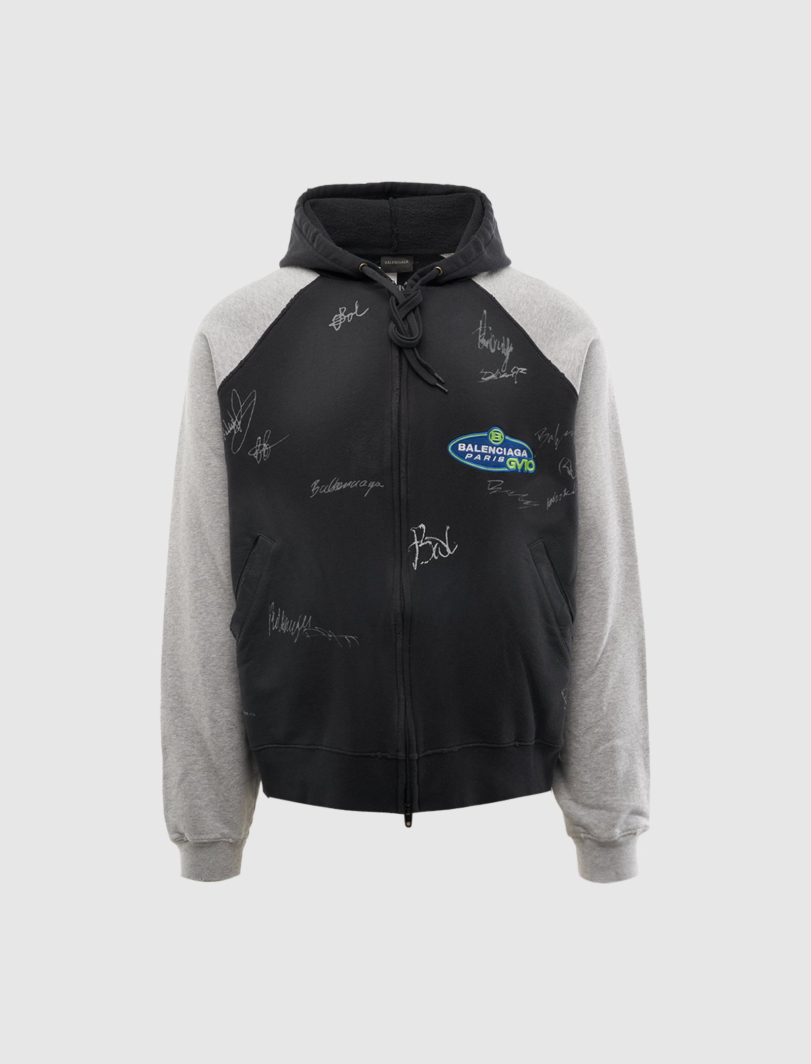 BALENCIAGA BANANA RAGLAN OVERSIZED ZIP-UP HOODIE