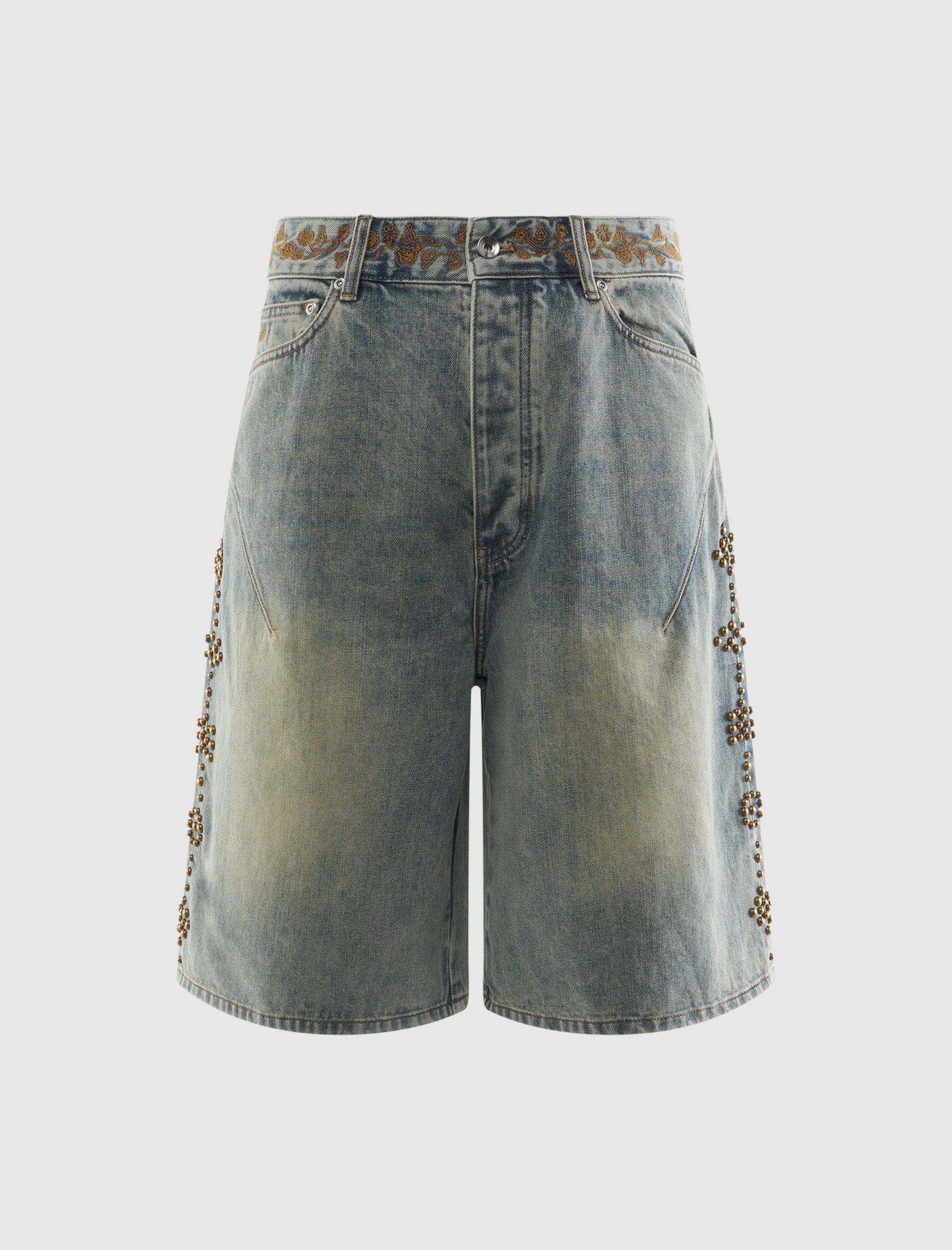STUDDED DENIM SHORT