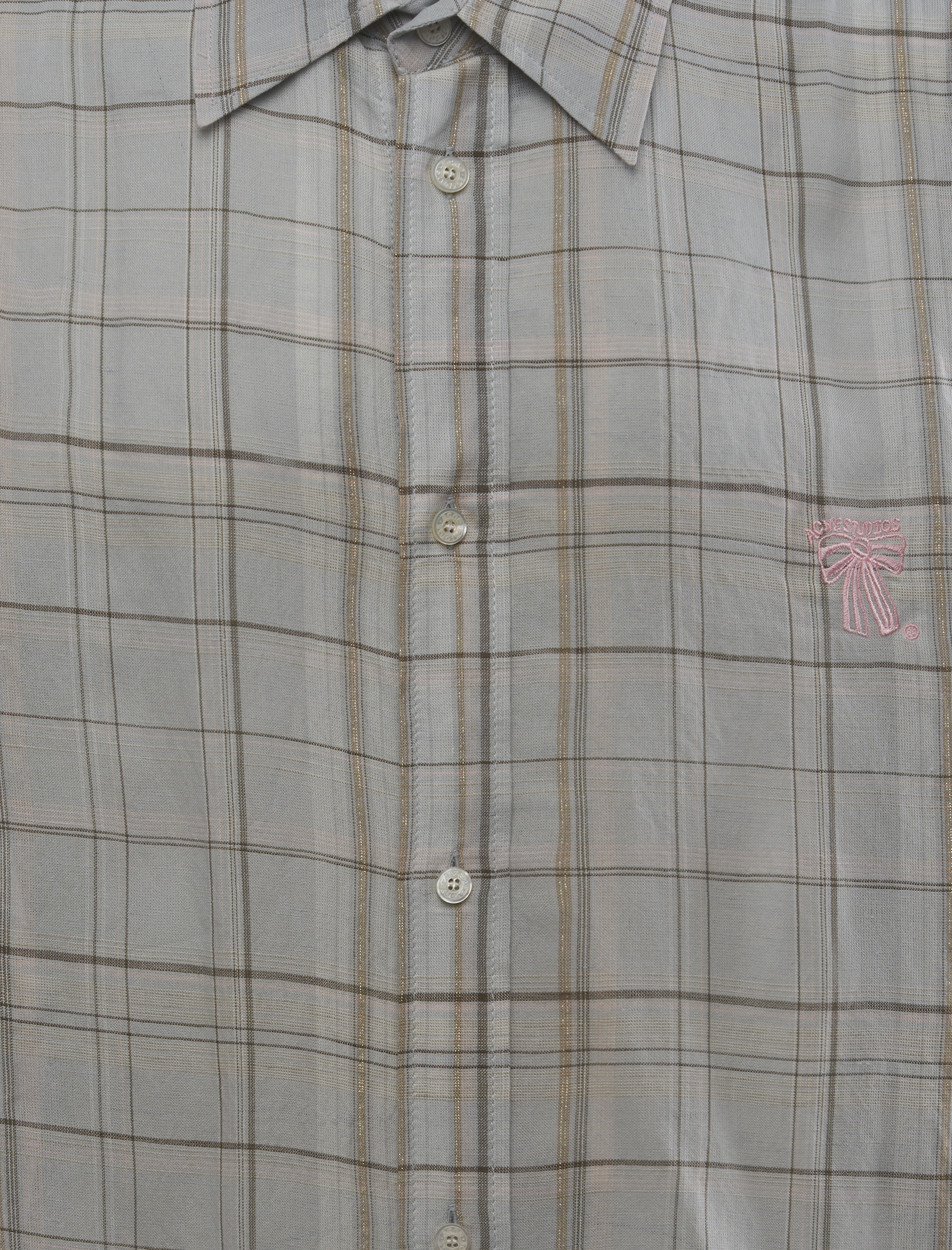 LINEN CHECK BUTTON-UP SHIRT