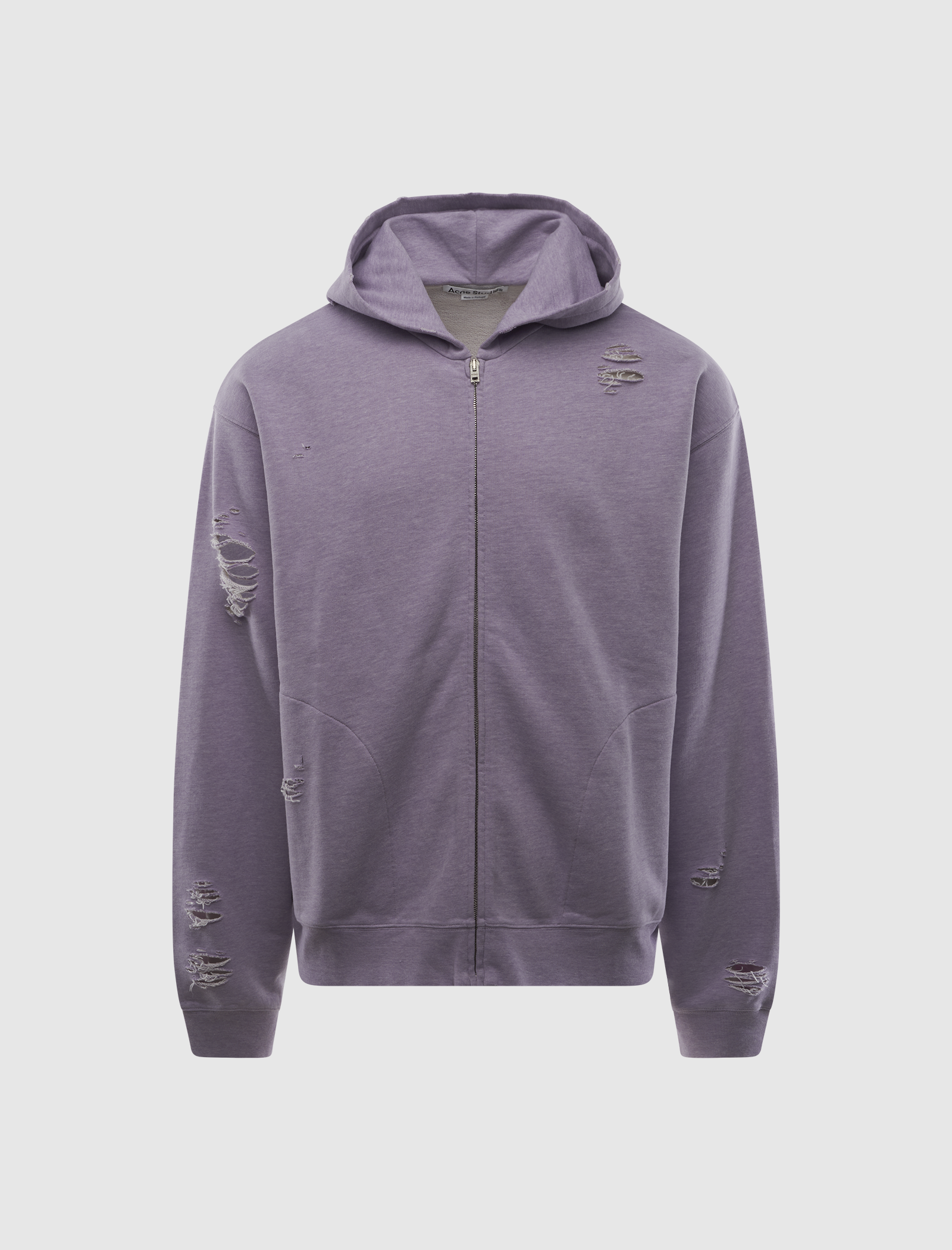 ACNE STUDIOS DISTRESSED LOGO ZIP HOODIE