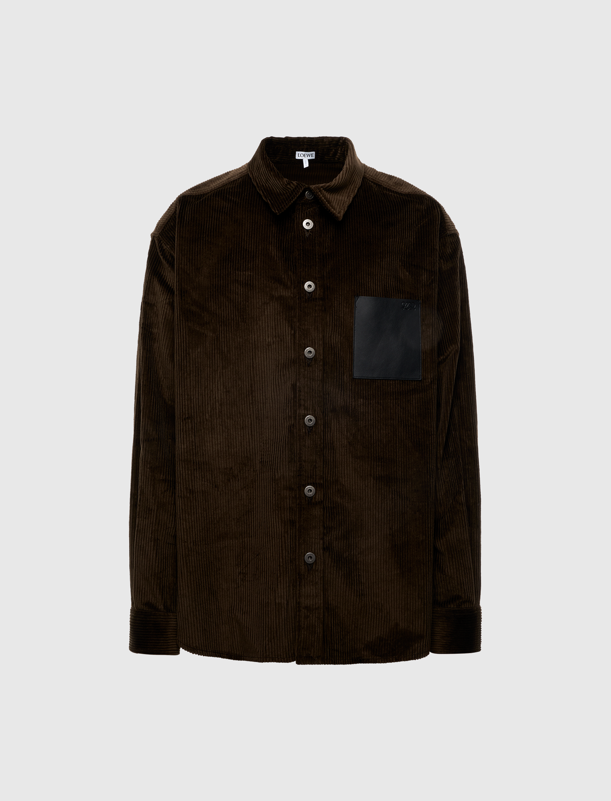 CORDUROY SHIRT WITH LEATHER POCKET