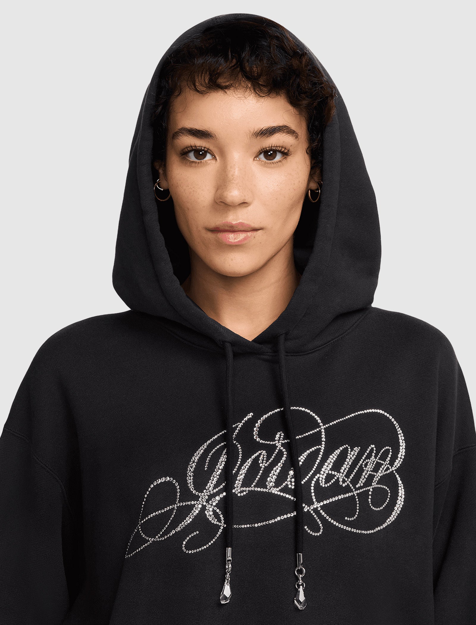 WOMEN'S WASHED HOODIE SWARVOSKI LOGO