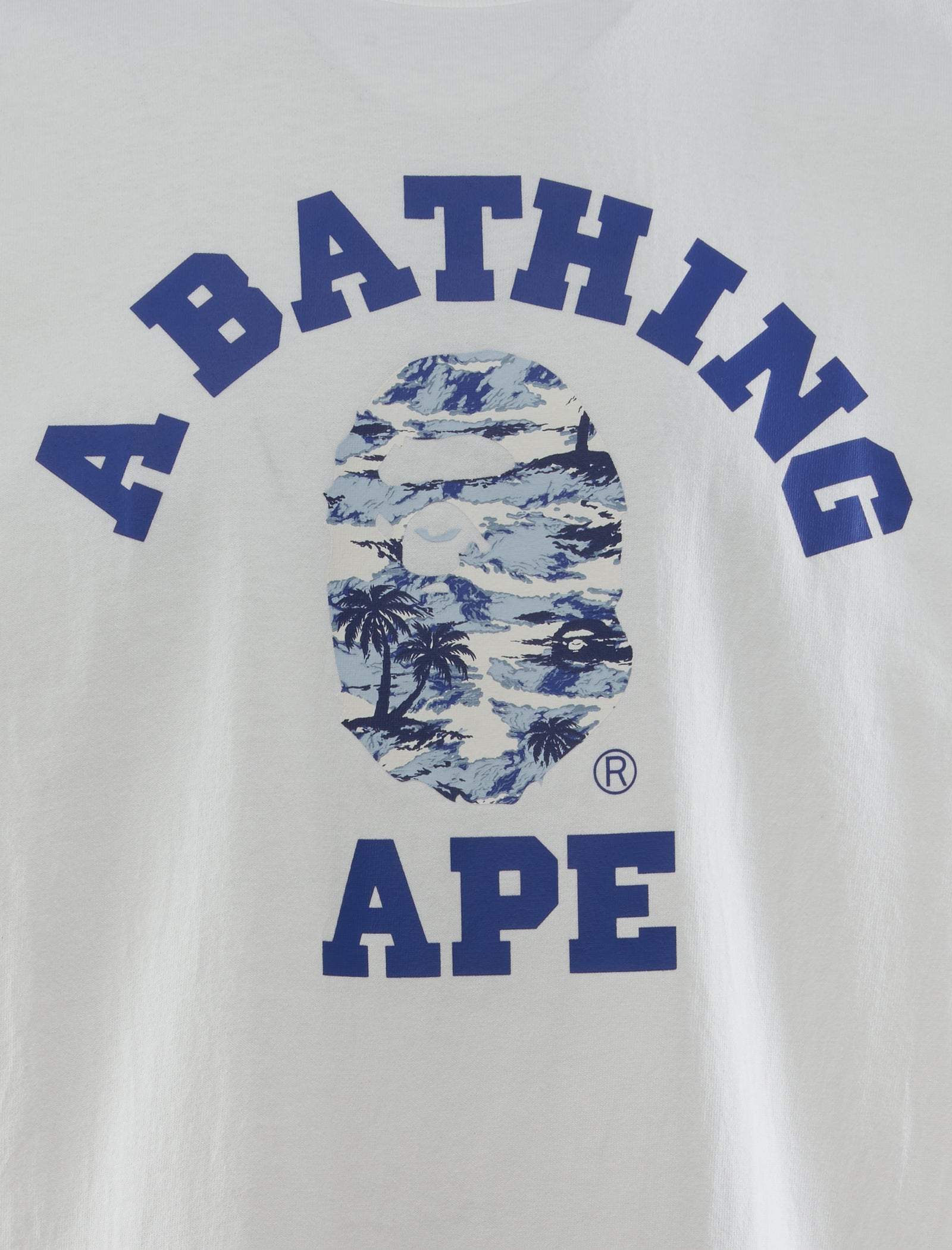 A BATHING APE PALM TREE CAMO COLLEGE TEE A BATHING APE PALM TREE CAMO COLLEGE TEE