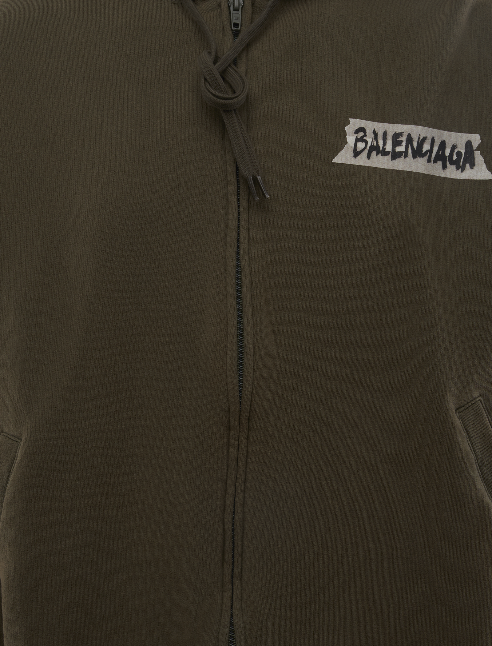 MASKING TAPE OVERSIZED ZIP-UP HOODIE