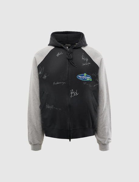 BALENCIAGA BANANA RAGLAN OVERSIZED ZIP-UP HOODIE