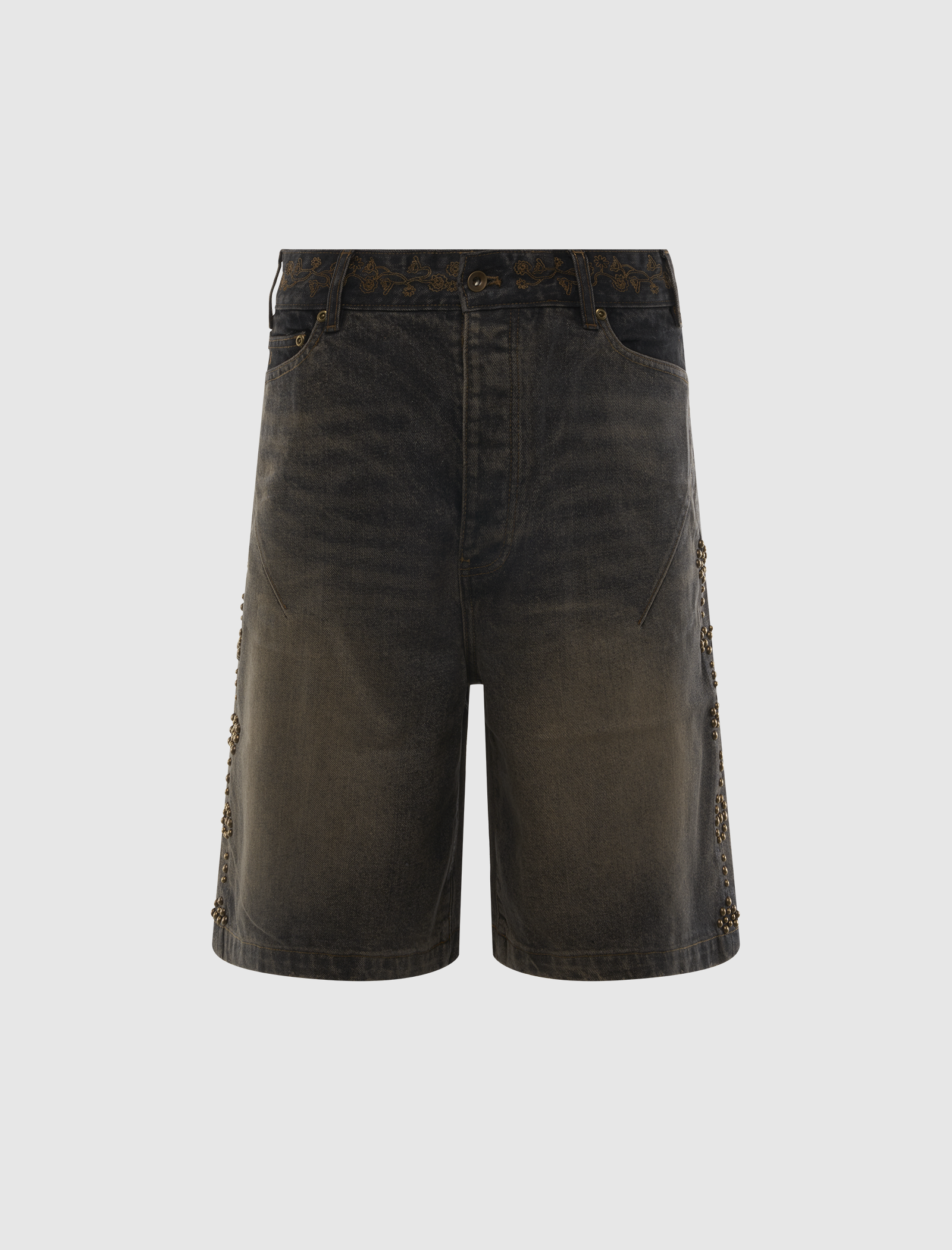 WAXED TWO-TONE DENIM SHORTS