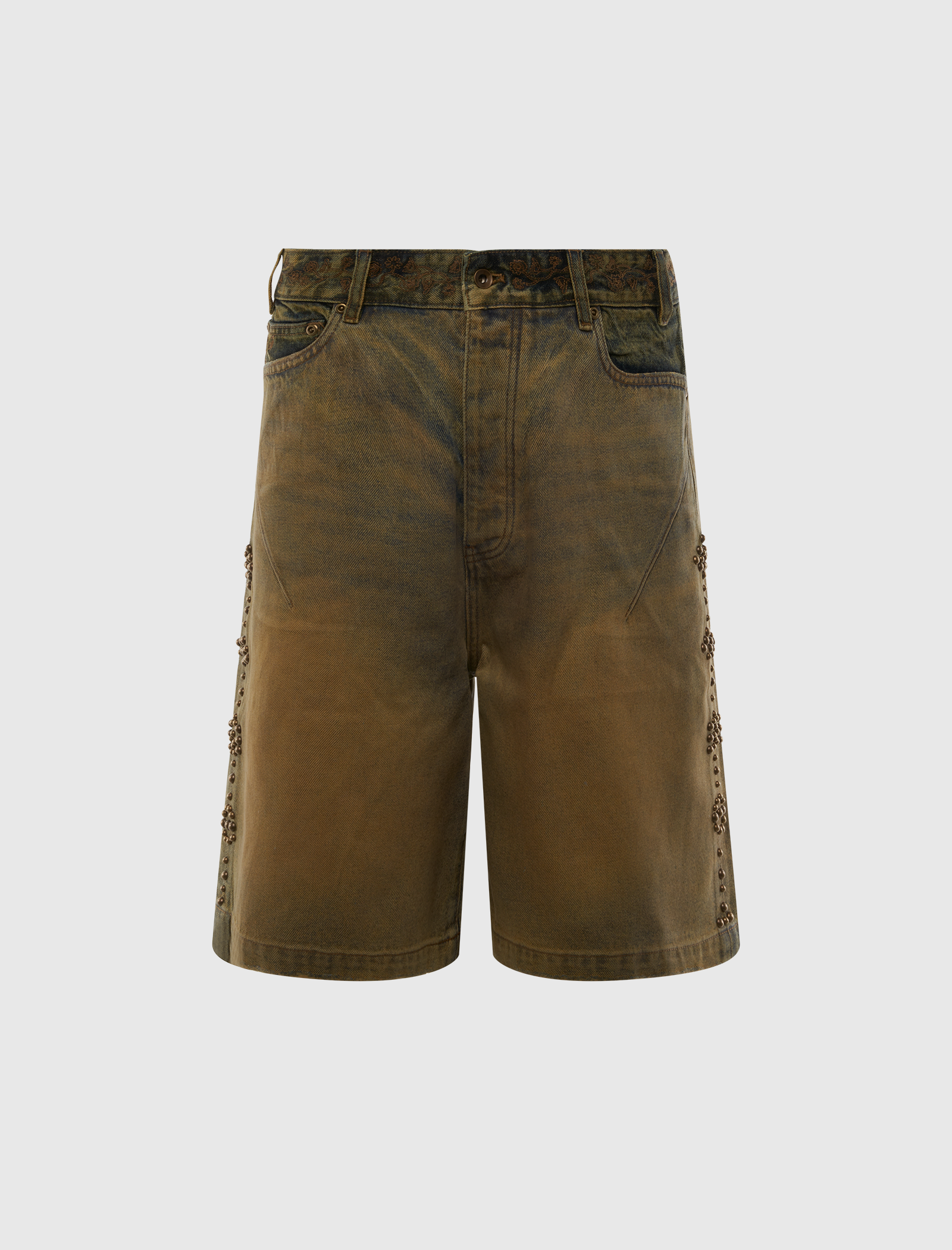 WAXED TWO-TONE DENIM SHORTS