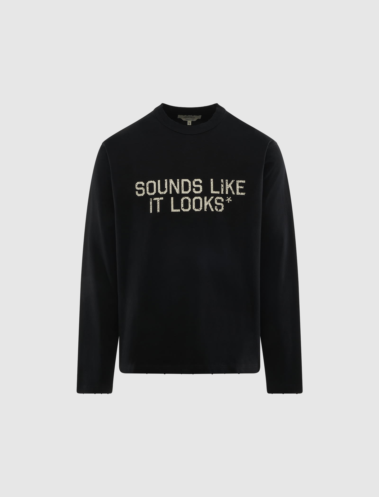 FRAYED SLOGAN LONG SLEEVE SHIRT