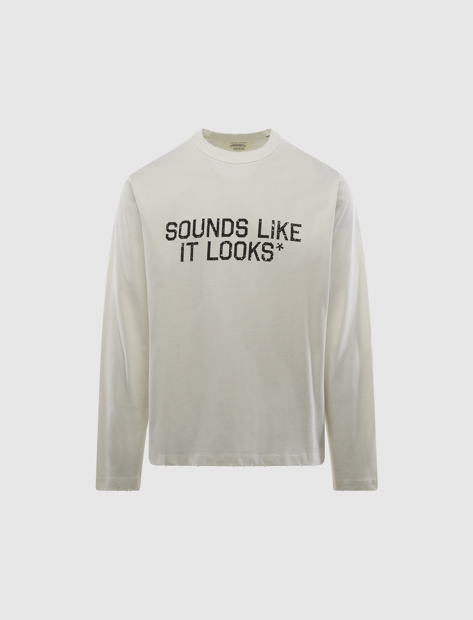 FRAYED SLOGAN LONG SLEEVE SHIRT