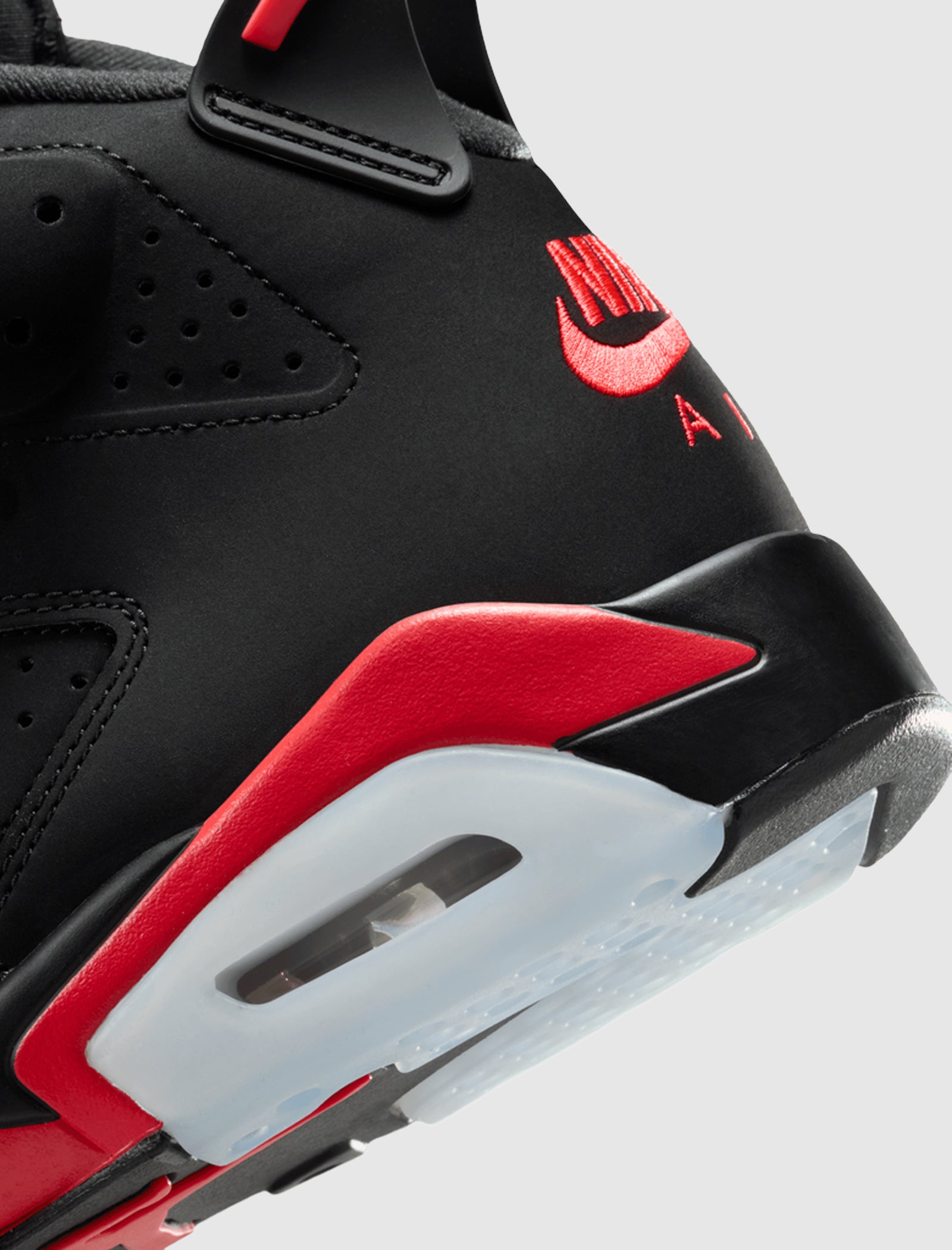 Close-up of the heel on the AIR JORDAN 6 RETRO 