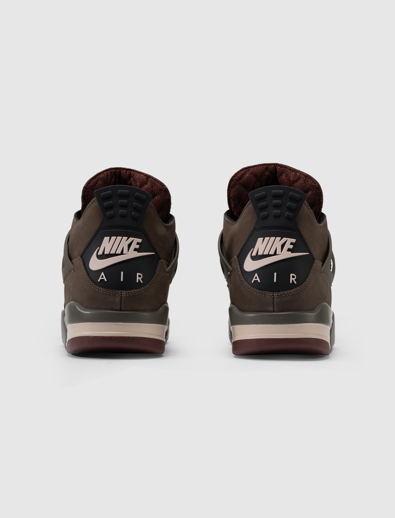 A Ma Maniére x Air Jordan 4 Dark Mocha heel and back view