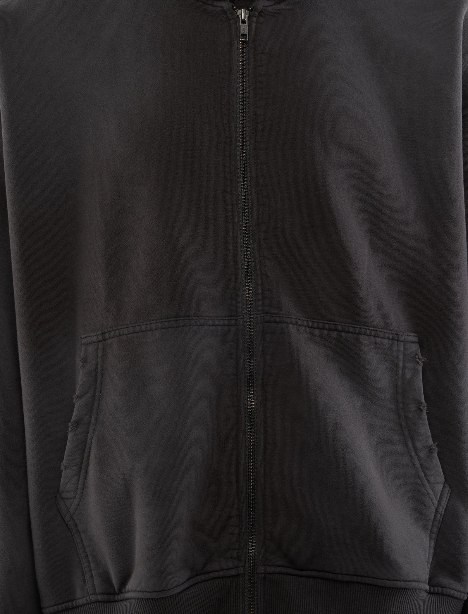 DISTRESSED ZIP HOODIE