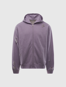 ACNE STUDIOS DISTRESSED LOGO ZIP HOODIE