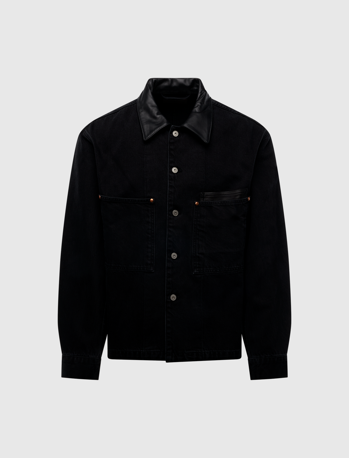 WORKWEAR OVERSHIRT W/ LEATHER COLLAR