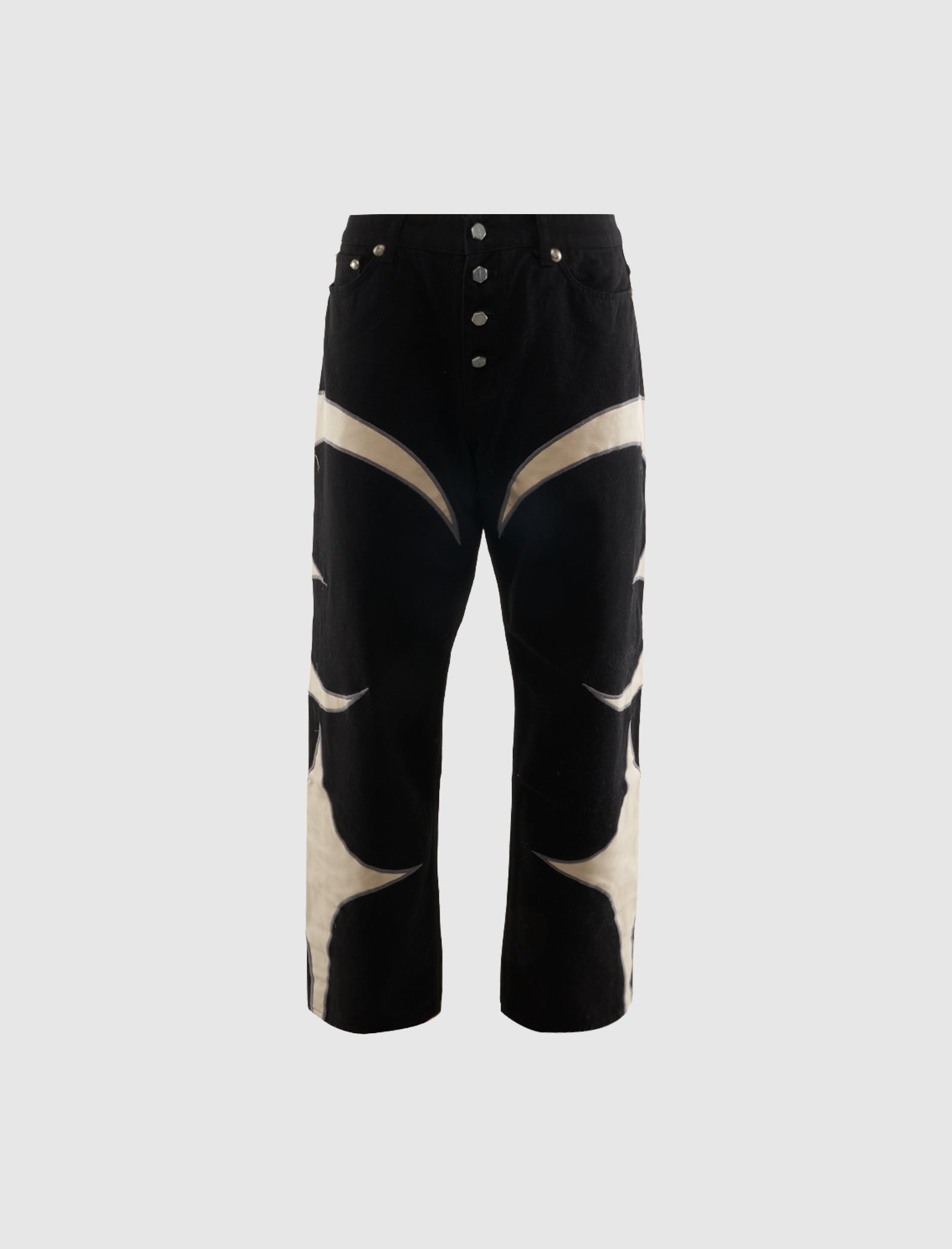 LEATHER DENIM PANTS