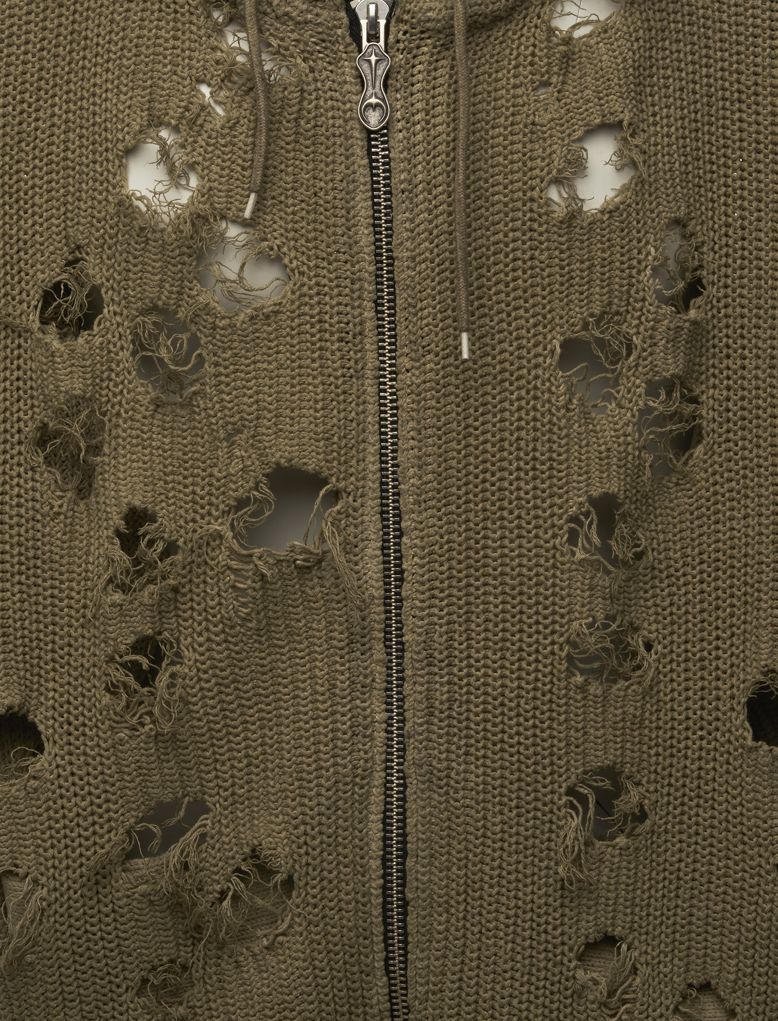 TC DESTROYED KNIT ZIP-UP HOODIE