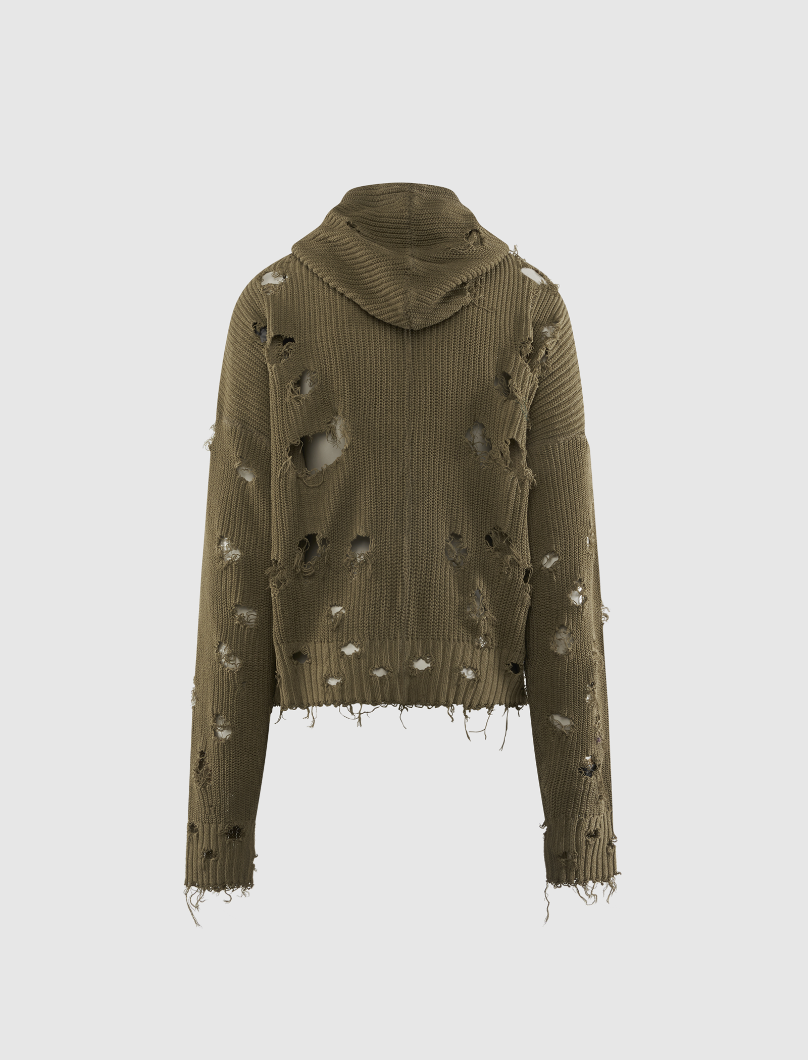 TC DESTROYED KNIT ZIP-UP HOODIE