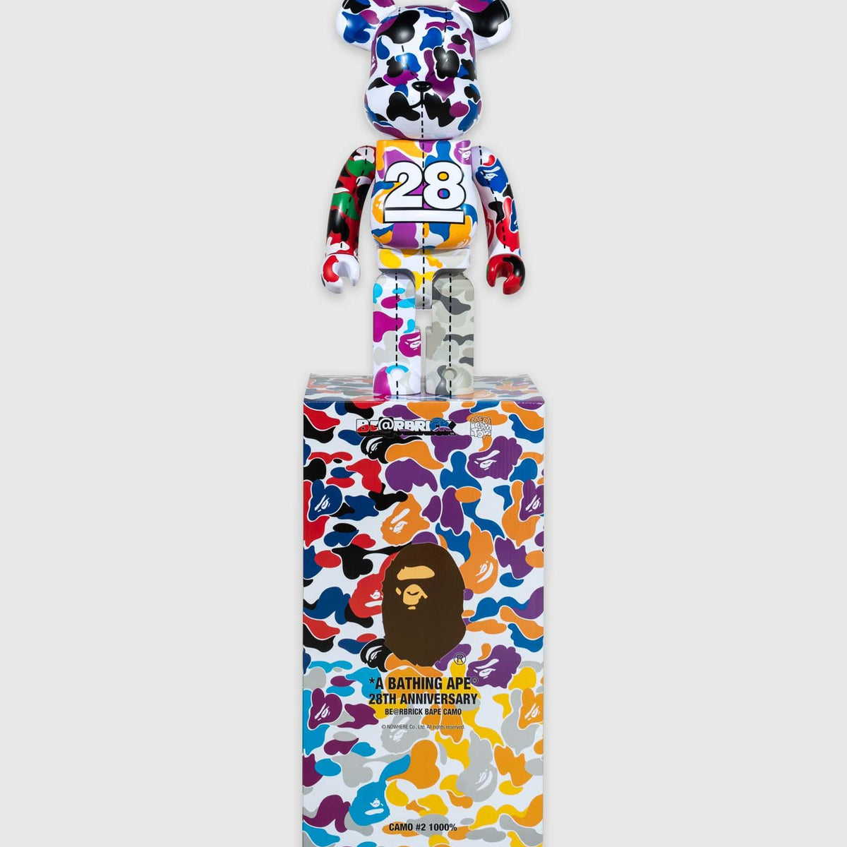 MEDICOM A BATHING APE 28TH ANNIVERSARY CAMO #2 1000% BEARBRICK