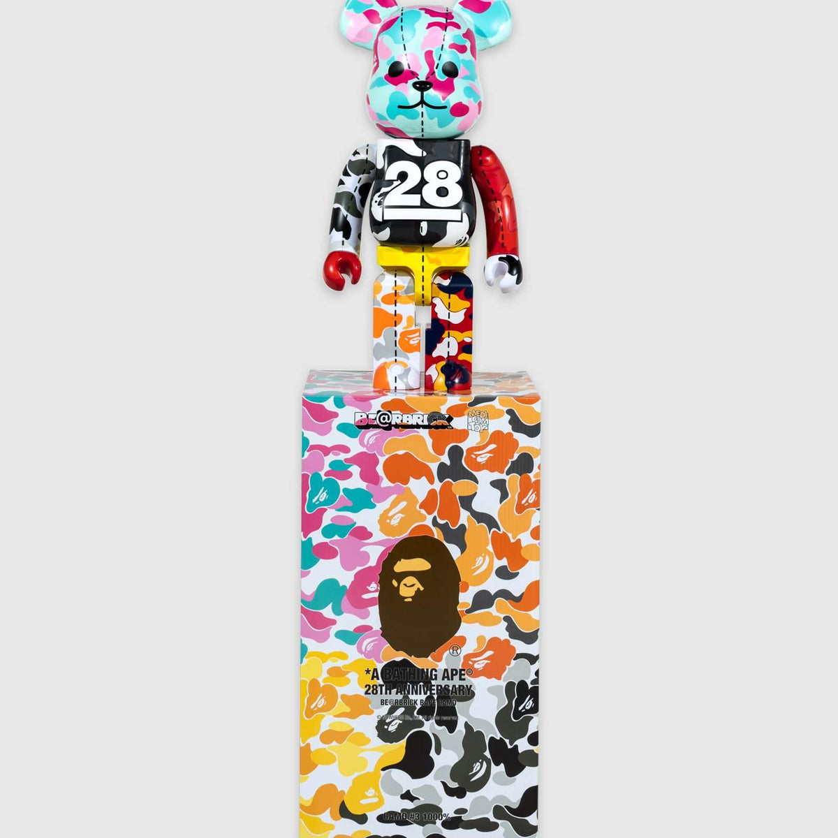 MEDICOM A BATHING APE 28TH ANNIVERSARY CAMO #3 1000% BEARBRICK