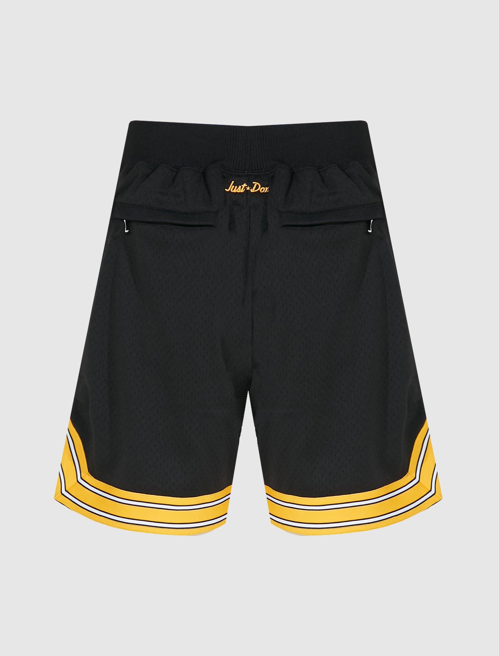 Men's Mitchell & Ness Black Pittsburgh Steelers Just Don Gold Rush Shorts